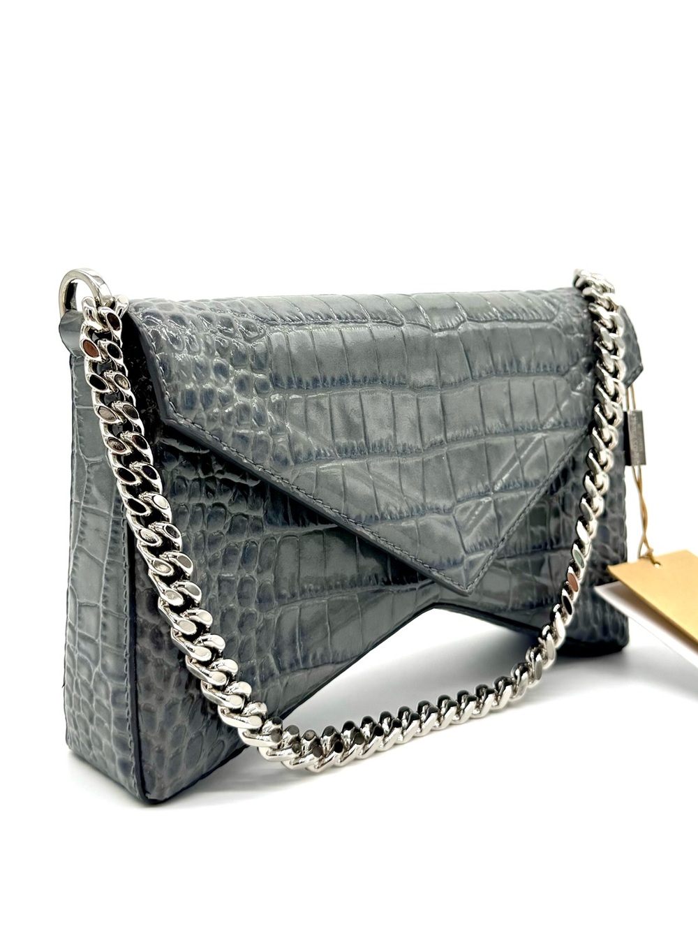 Michael Kors Collection Manhattan Medium Crocodile Embossed Patent Leather Bag
